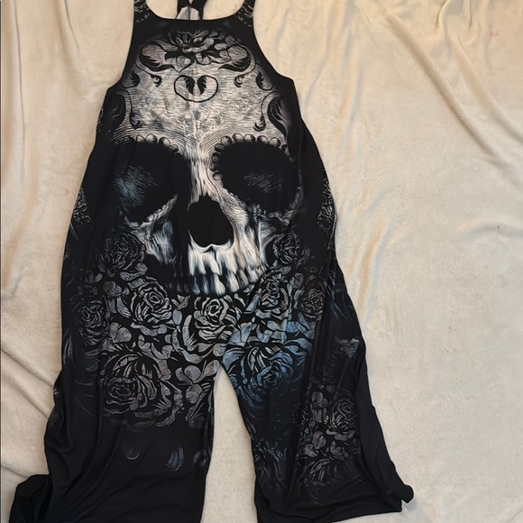 Edgy Skull Print Jumpsuit - Picture 1 of 4
